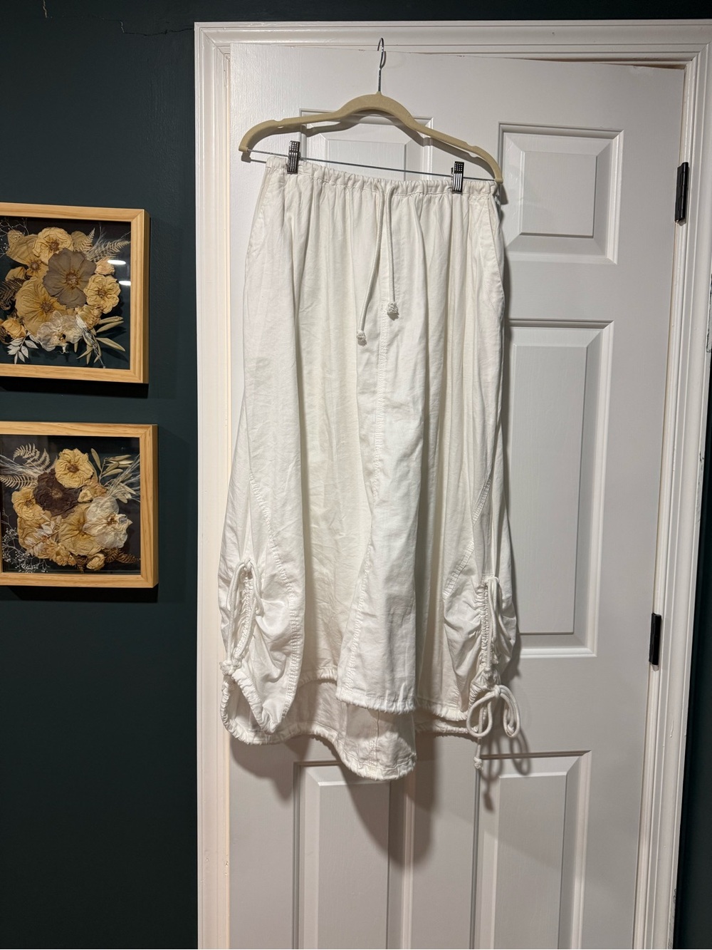 Free People White picture perfect parachute Maxi Skirt with Drawstring Waist